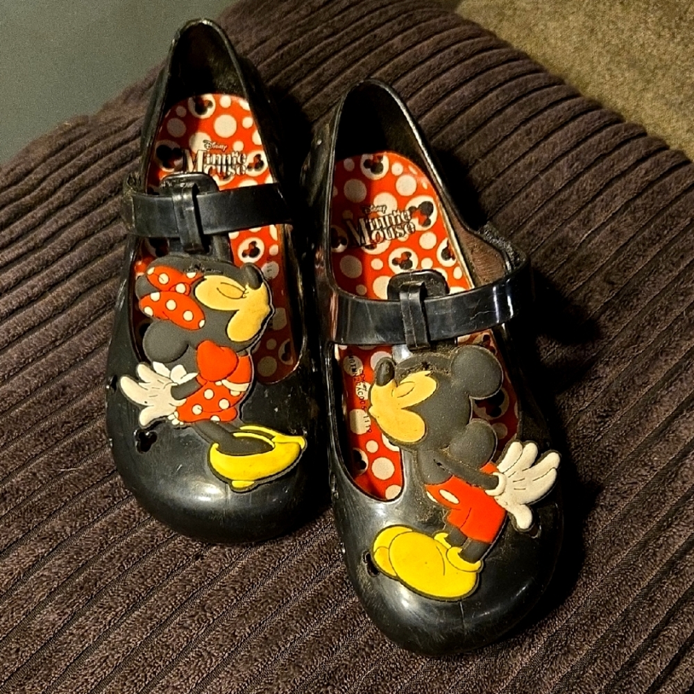 Disney Black Kids Dress Shoes with Mickey and Minnie